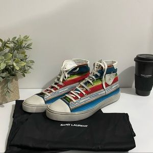 Saint Laurent Paris Bedford Striped Hi-Top Sneakers
